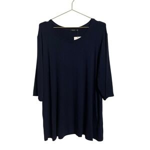 Jexy & Jax Navy Blue Bamboo Rayon Blend 3/4 Sleeve Tunic Top XXL Made in Canada